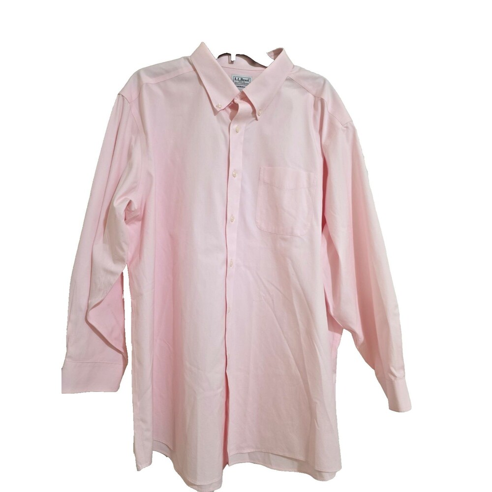 L. L. Bean Men's Long Sleeve Pink Cotton Traditional Fit Dress Shirt 18 /33